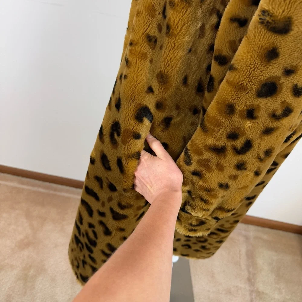 VTG Neiman Marcus 90s Leopard Cheetah Animal Print Faux Fur Coat Oversized - Picture 8 of 15
